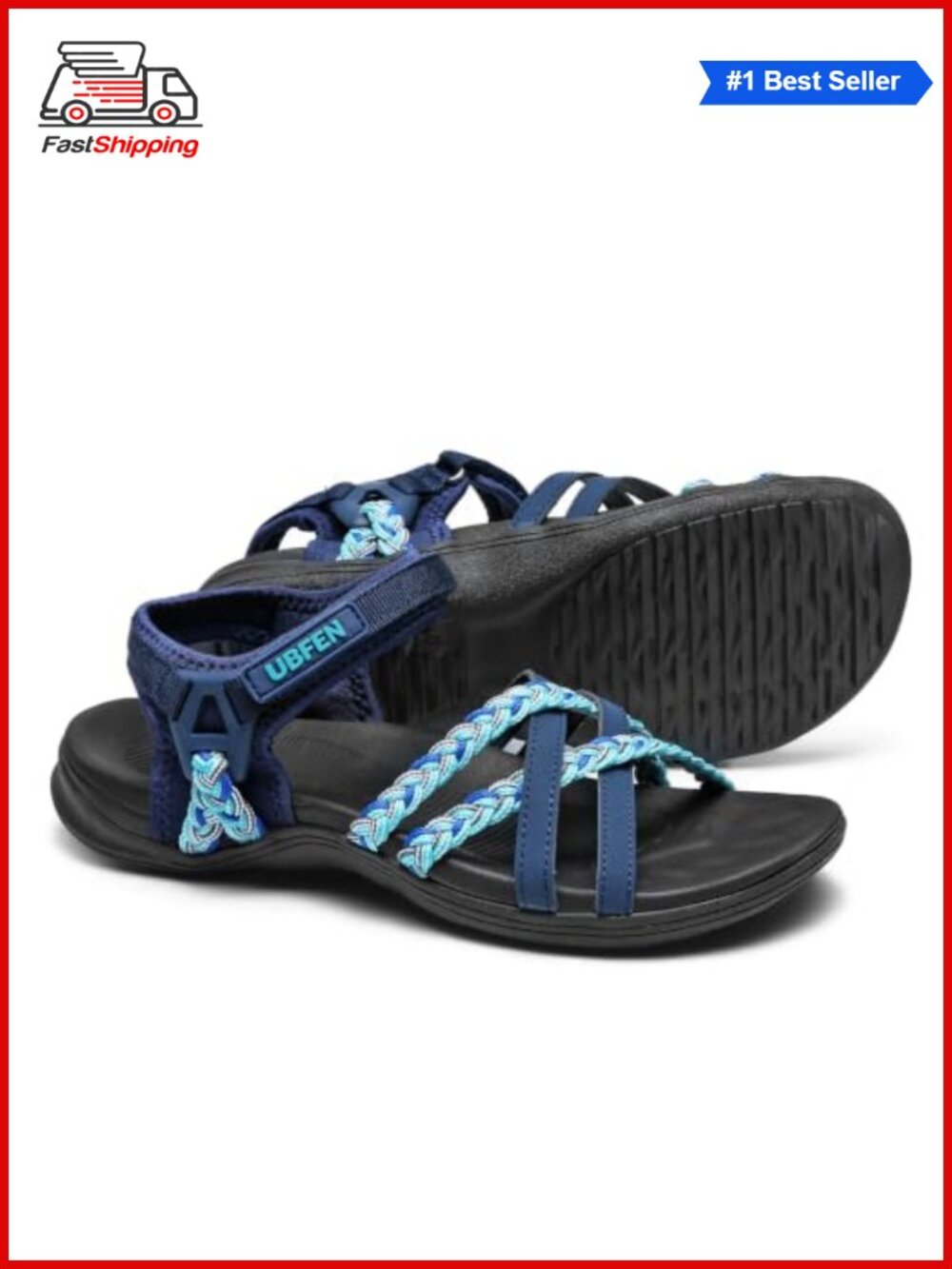 Women's Lightweight Arch Support Hiking Sandals Adjustable Hook & Loop